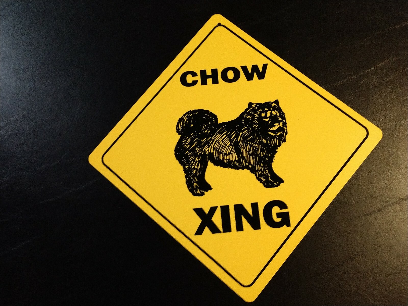 Chow Large 16 inches point to point Yellow Crossing Sign 