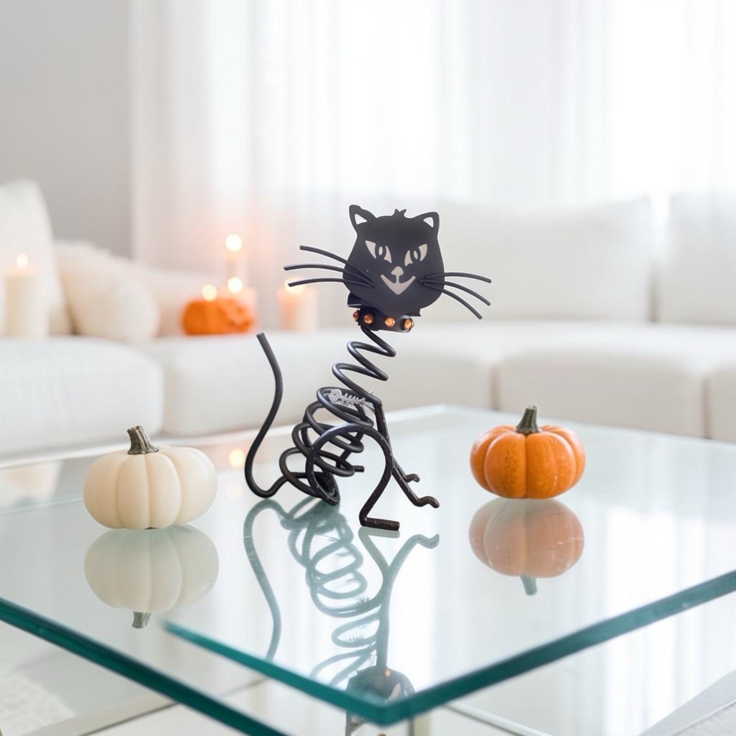 PartyLite STONES Metal Cat Skeleton Candle Holder P8608 Halloween Votive NWOB