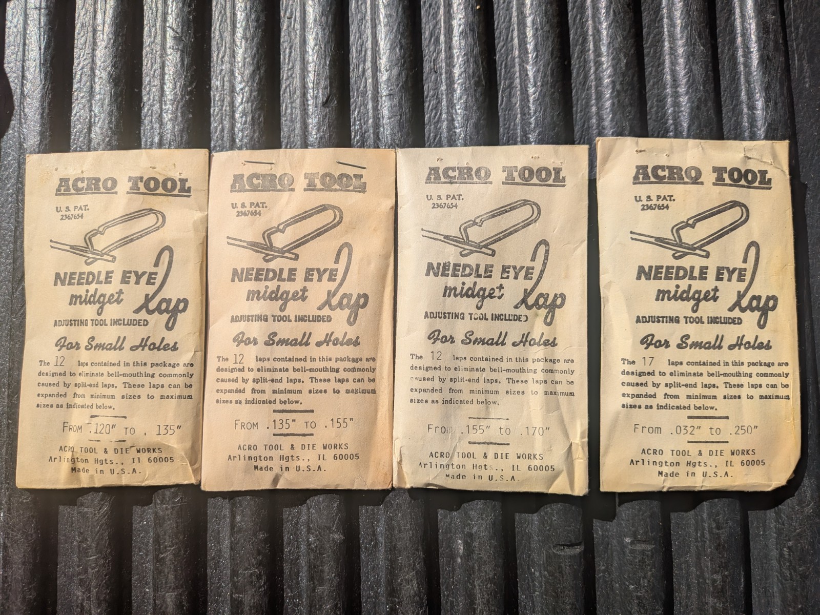 NOS Vintage Acro Tool Needle Eye Midget Lap Set (53 Laps Total) .032