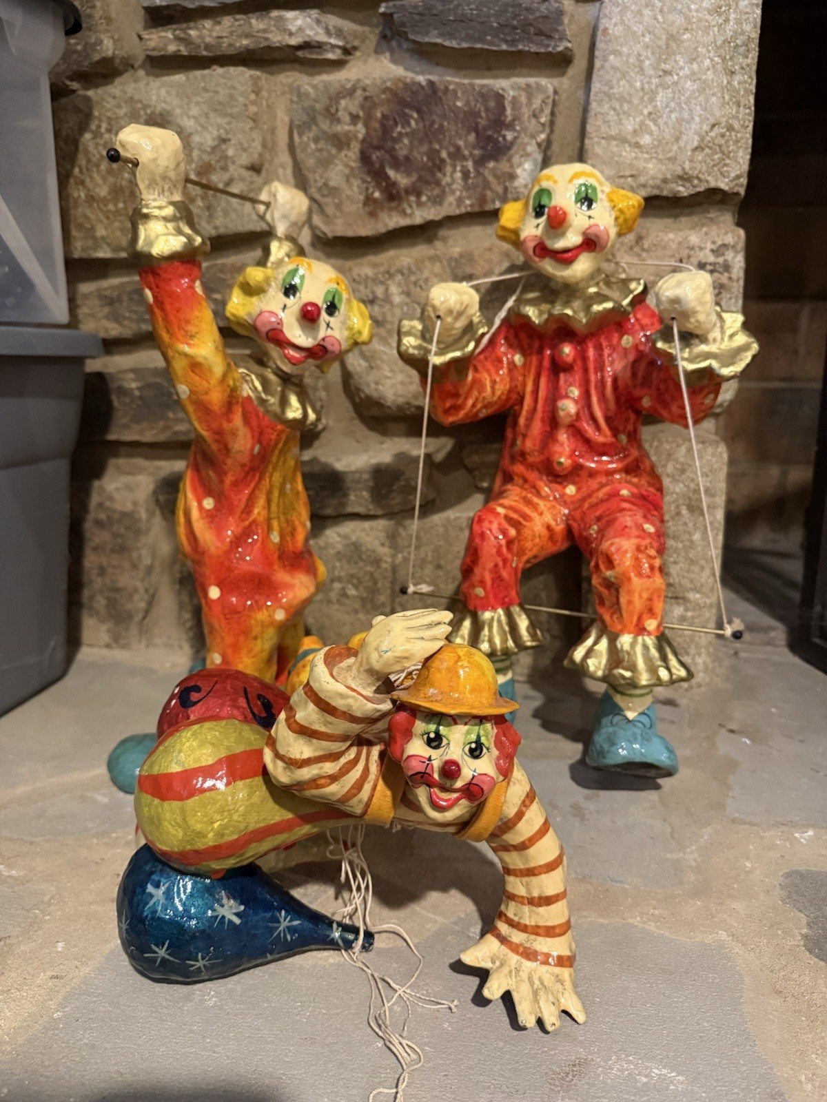 Vintage Signed Alvarez Mexico Paper Mache Clown Standing On Head Folk Art 17\