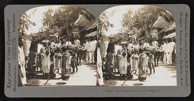 Philippines Street scene in a Moro village PI Historic Old Photo