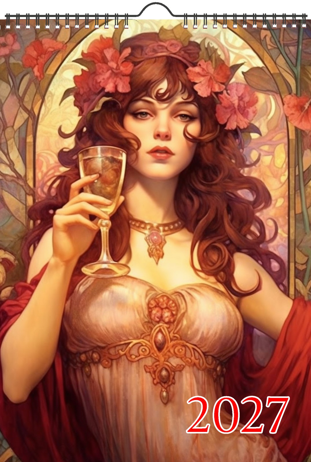 2027 Wall Calendar ~ Gorgeous Women in Beautiful Dresses Drinking Amazing Wine