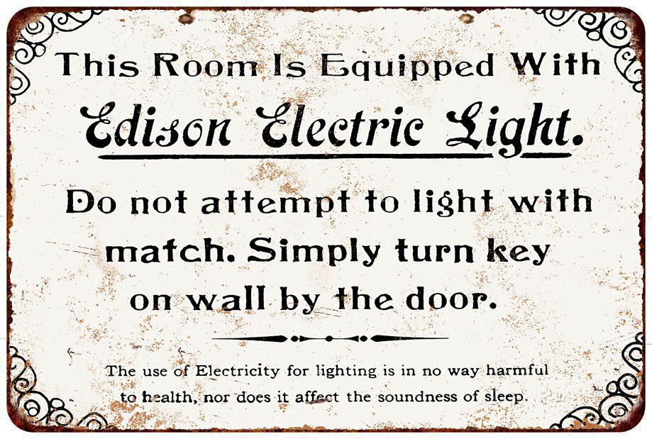 Edison Electric Lights Vintage reproduction metal sign