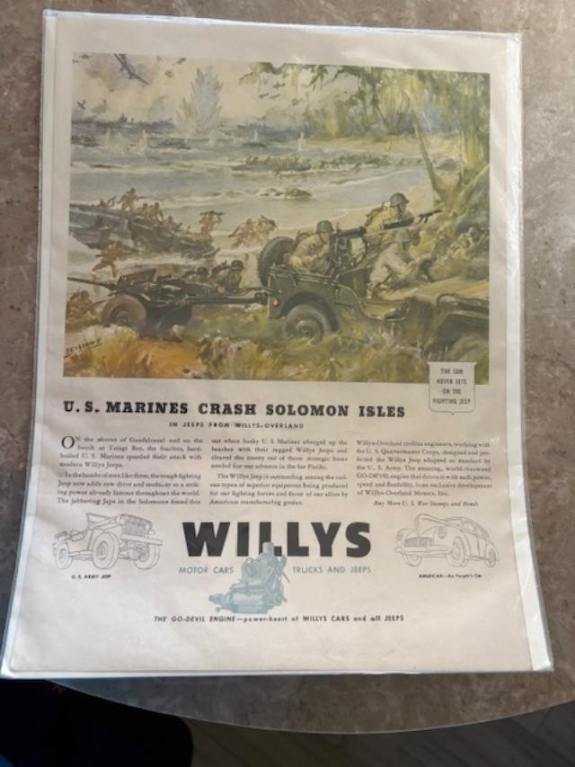 Willys Jan 1943 Original Print Magazine Advertisement Fighting Jeep 10x13 - WWII Willys Jan 1943 Original Print Magazine Advertisement Fighting Jeep 10x13 - WWII