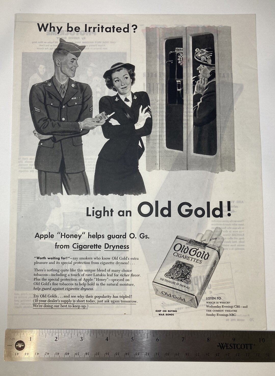 VINTAGE 1945 Print Ad Old Gold Cigarettes ~ Superba Cravats Necktie 10x13\