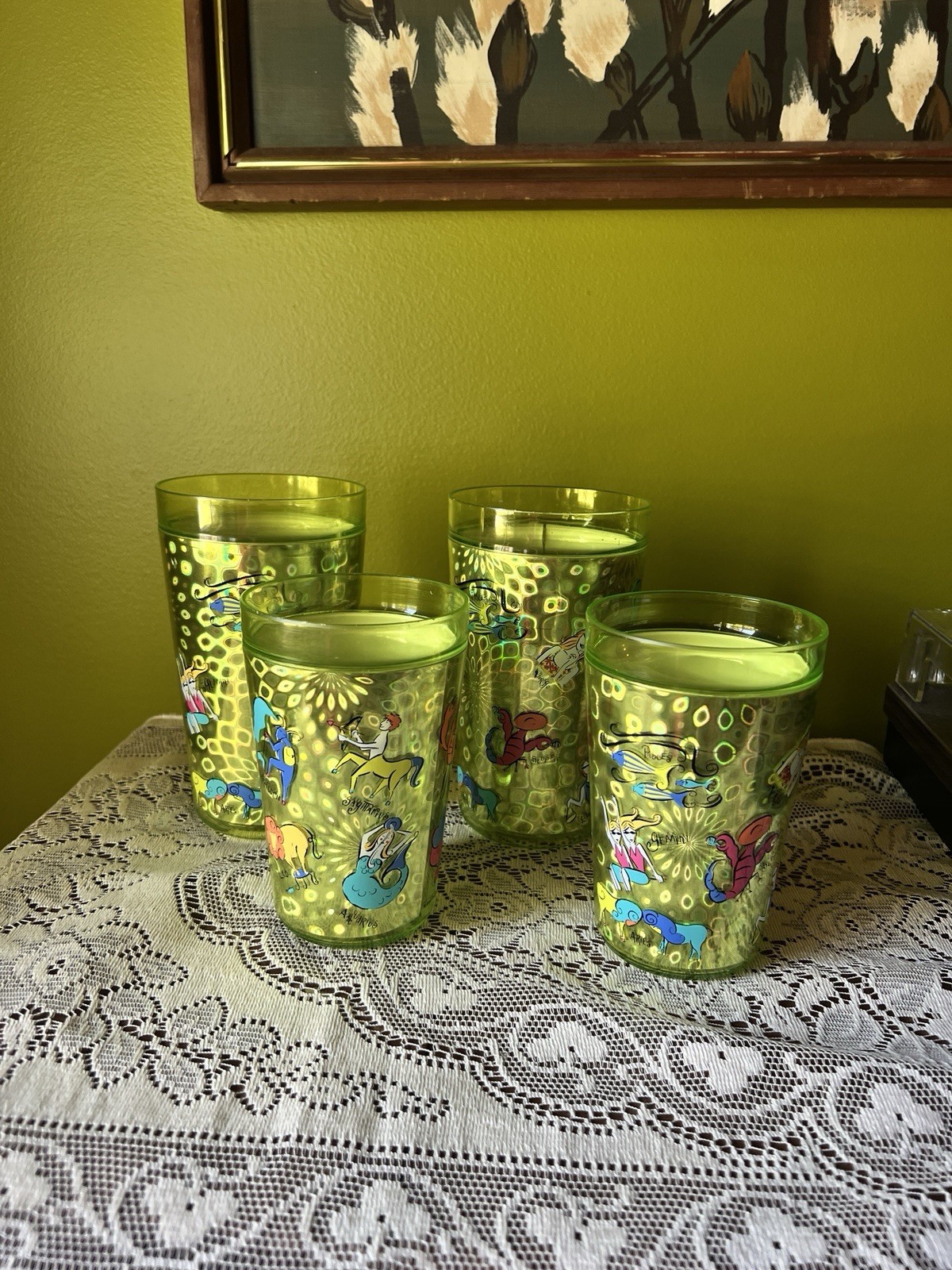 Vintage Zak Designs Rosanna 2000 zodiac astrology tumblers set of 4