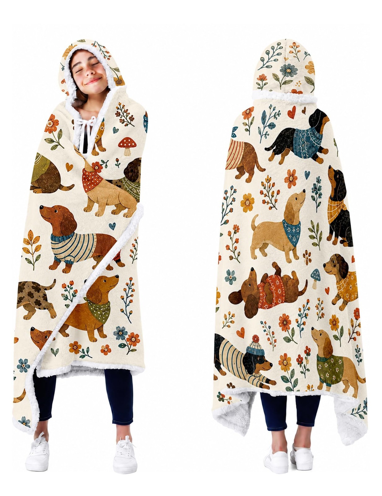 Dachshund Gifts for Women Owners Lovers Weiner Dog Hoodied Blanket 47*71