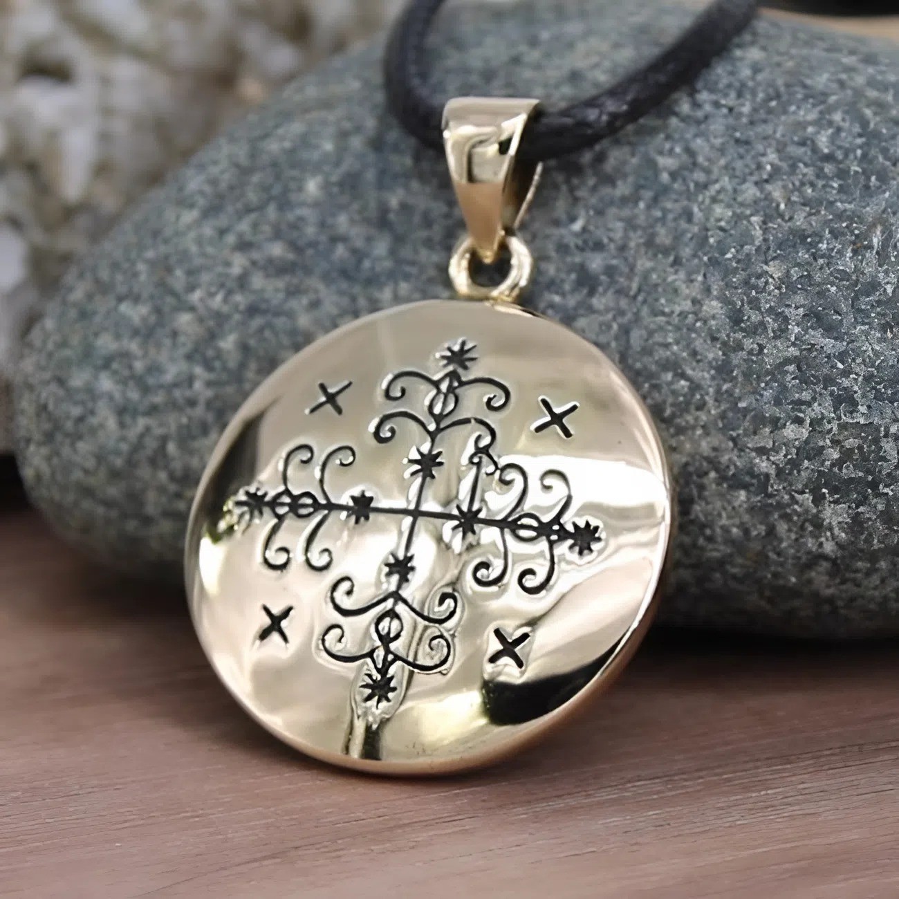 Papa Legba Voodoo Necklace - Bronze Loa Veve Pendant Vodoun Lwa Talisman Amulet