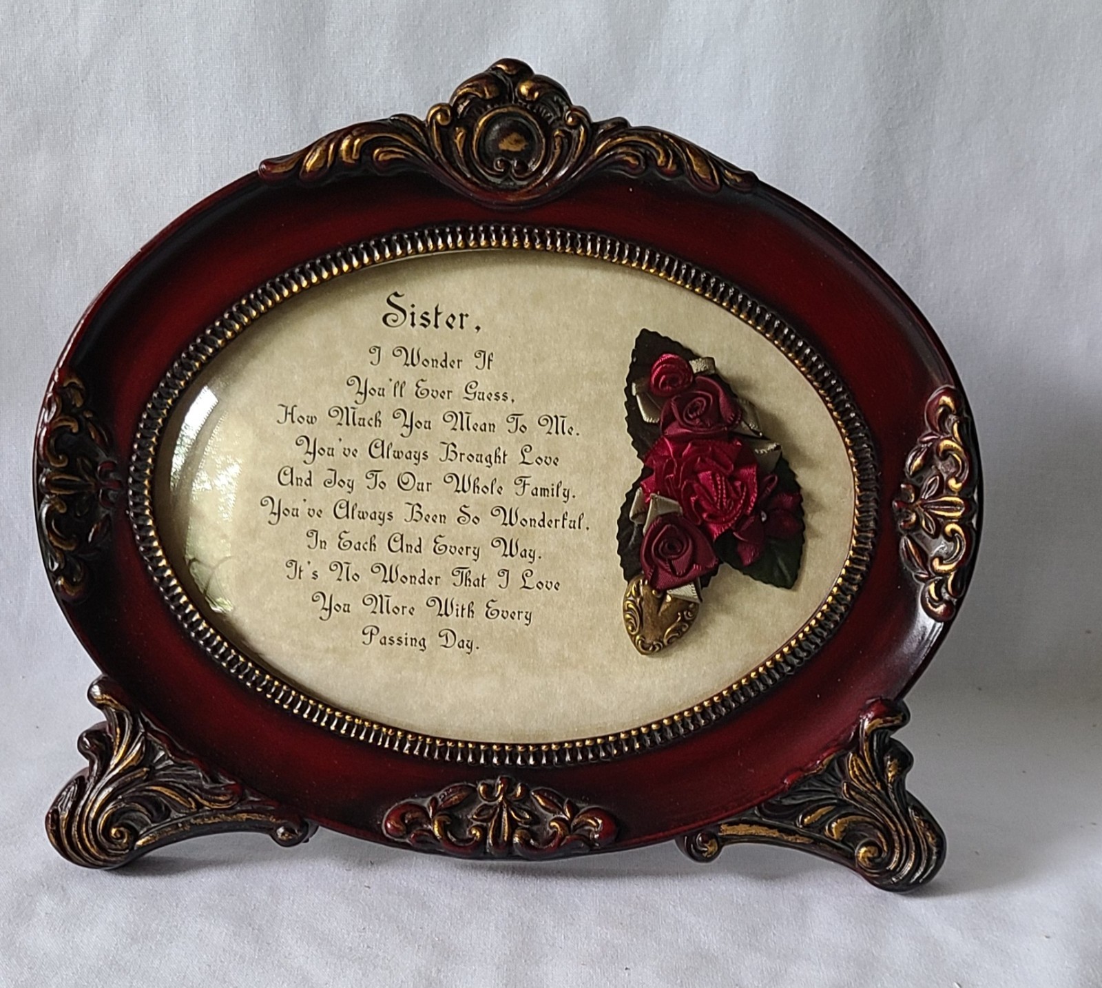 Ornate Vintage-Style Resin Frame with Sentimental Sister Poem
