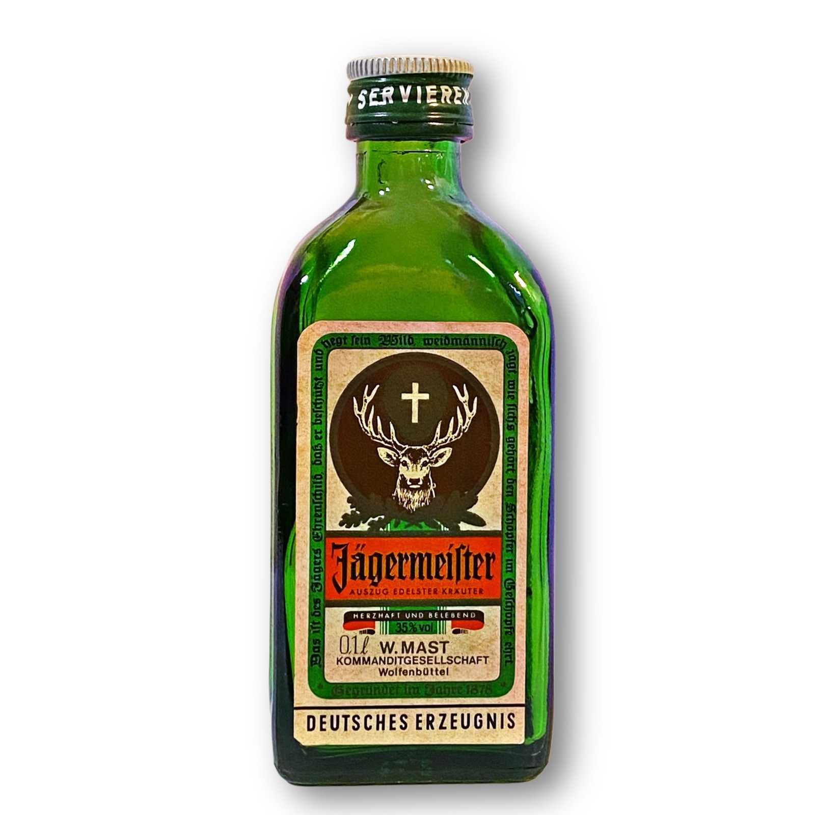 Jägermeister Mini Meister Bottle 0.1L Collectible Vintage Miniature Empty Bottle