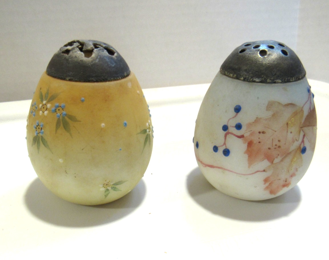 Mt. Washington Egg Shape Burmese Salt & Pepper Shakers Victorian Late 1800's