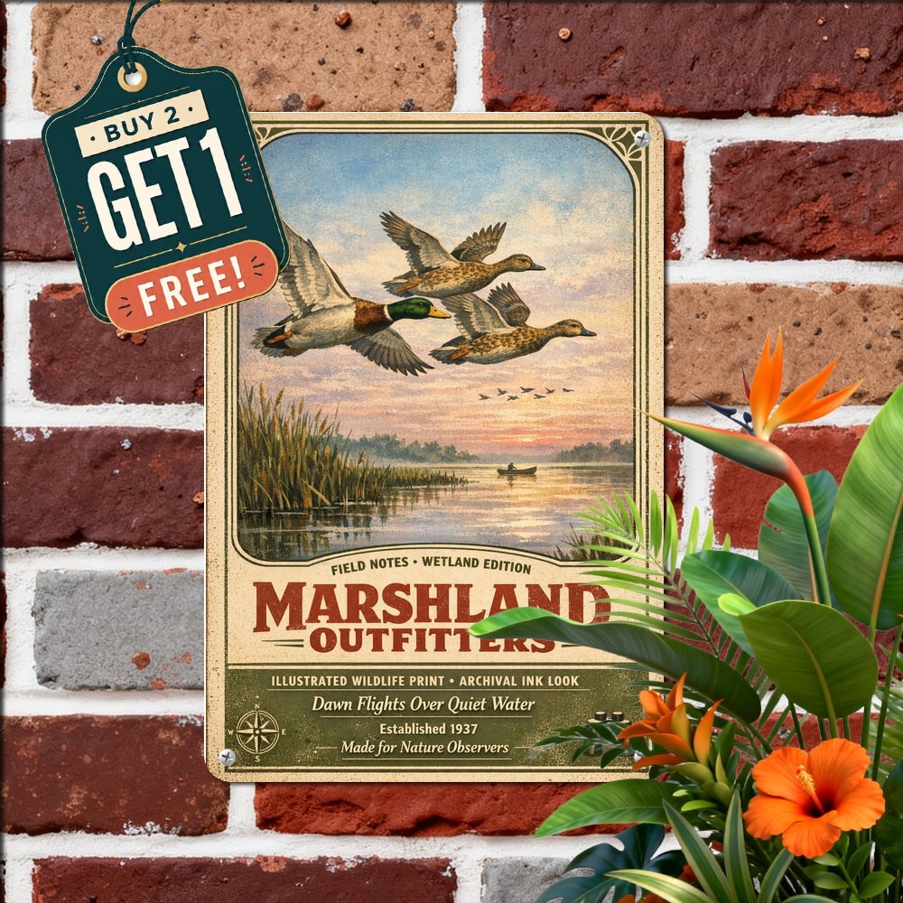 Vintage Waterfowl Duck Hunting Metal Sign Retro Outdoor Sportsman Decor Plaque