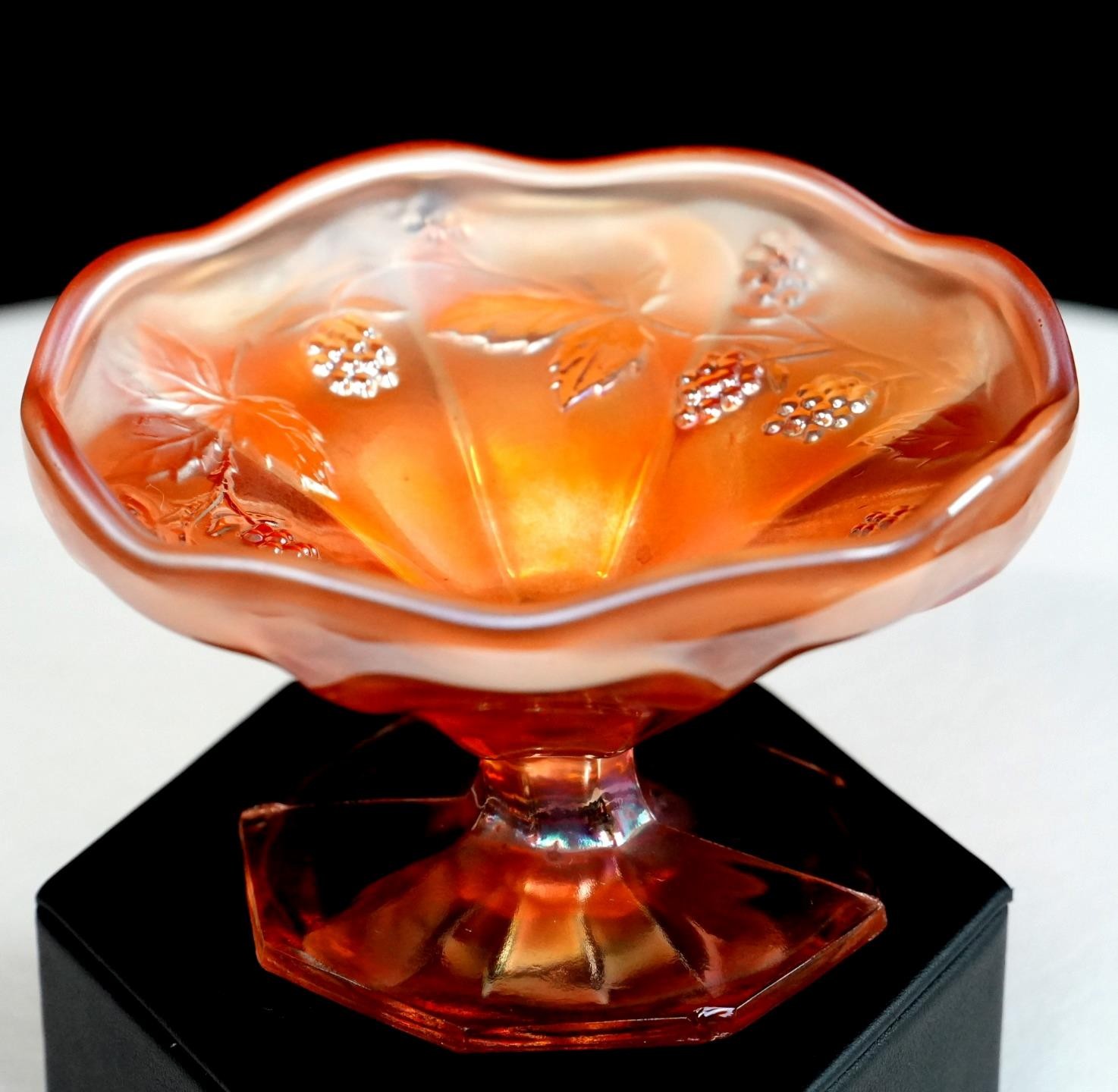 Fenton Iridescent Marigold Carnival Glass Blackberry Spray 2 1/2