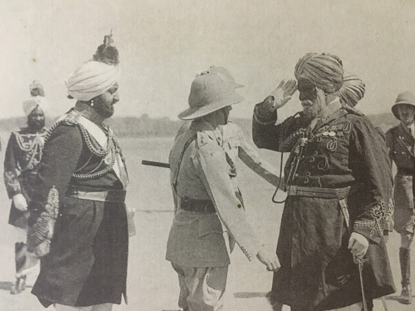 20\'s Print MAHARAJA BHUPINDER SINGH & a PATIALA TROOPS VETERAN Sikh 8.75in x 6in