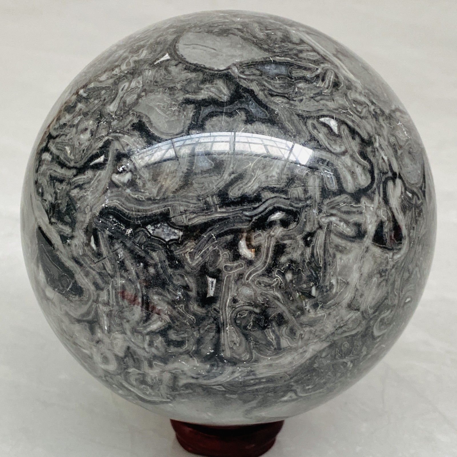 Natural Picasso Jasper Sphere Black Gray Crystal Ball Healing 1940G (4.27LB)
