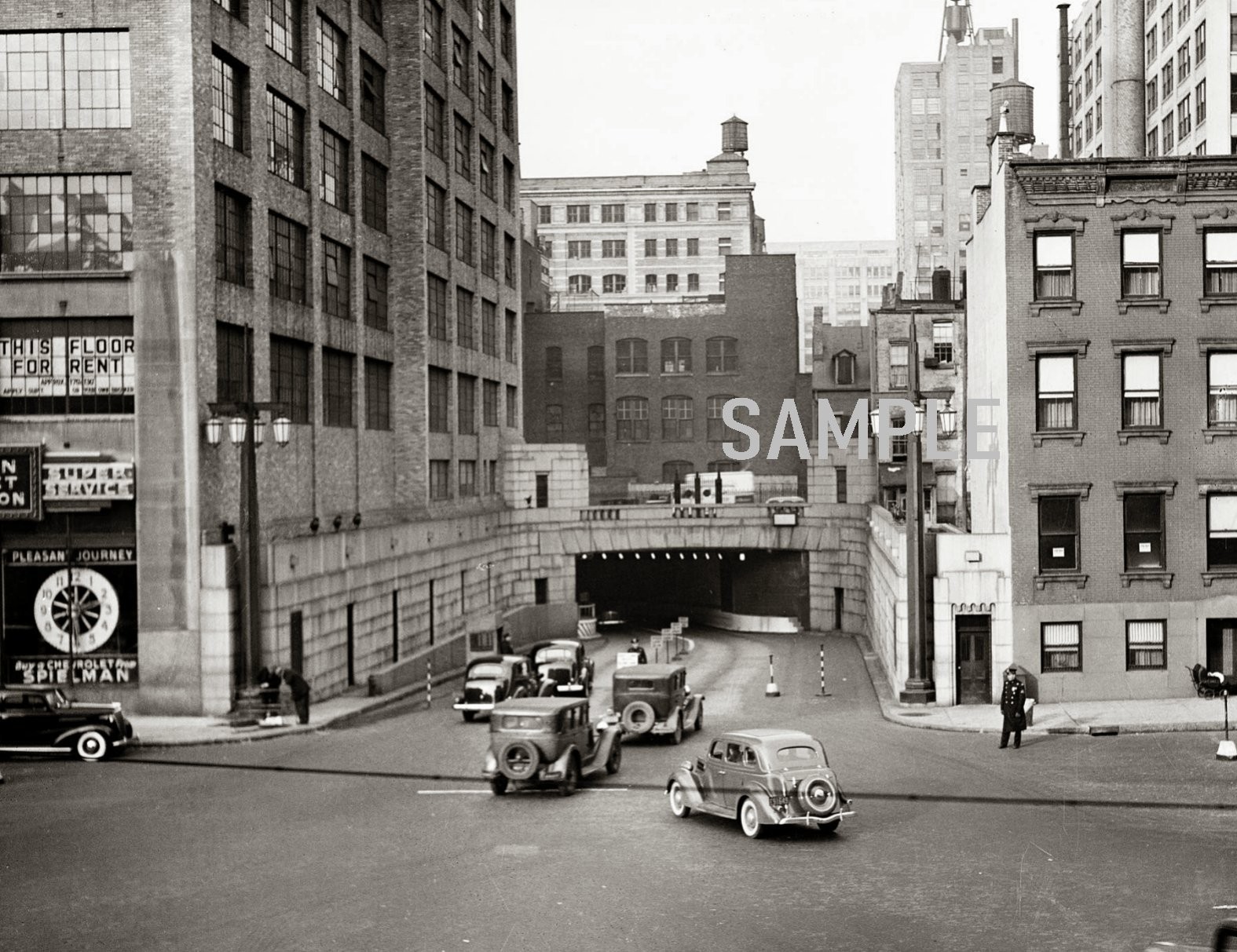 1937 HOLLAND TUNNEL ENTRANCE From New York 8.5 X 11 PHOTO  (237-T)
