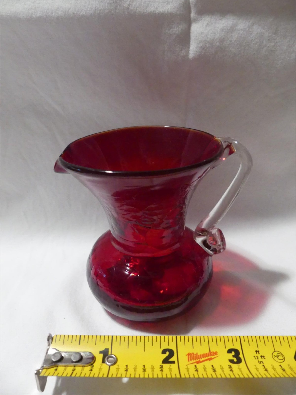 Miniature Ruby Red Cranberry Glass Pitcher - 3¼