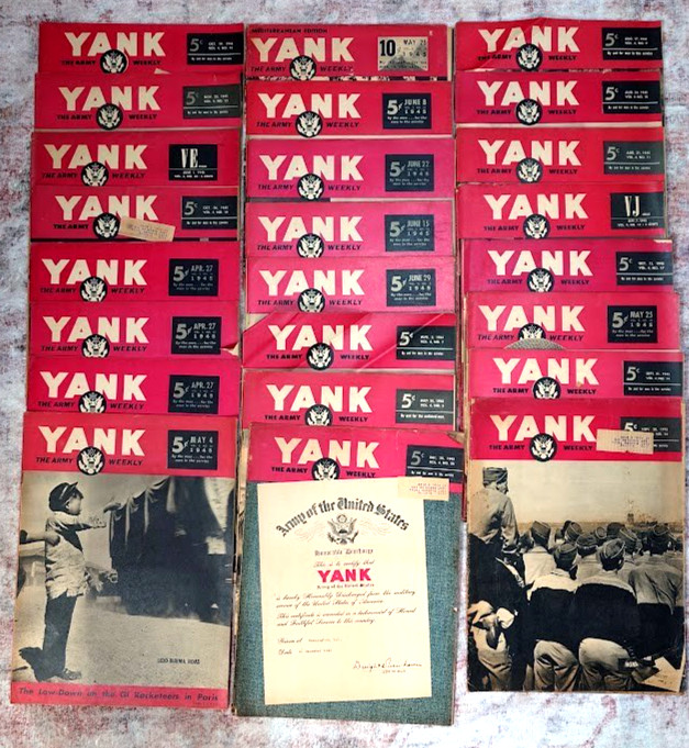 24 Vintage YANK The Army Weekly WWII Magazine Lot 1945 VE VJ Occupation + Final