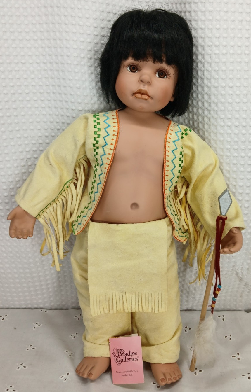 NATIVE AMERICAN INDIAN PORCELAIN BOY DOLL 20\