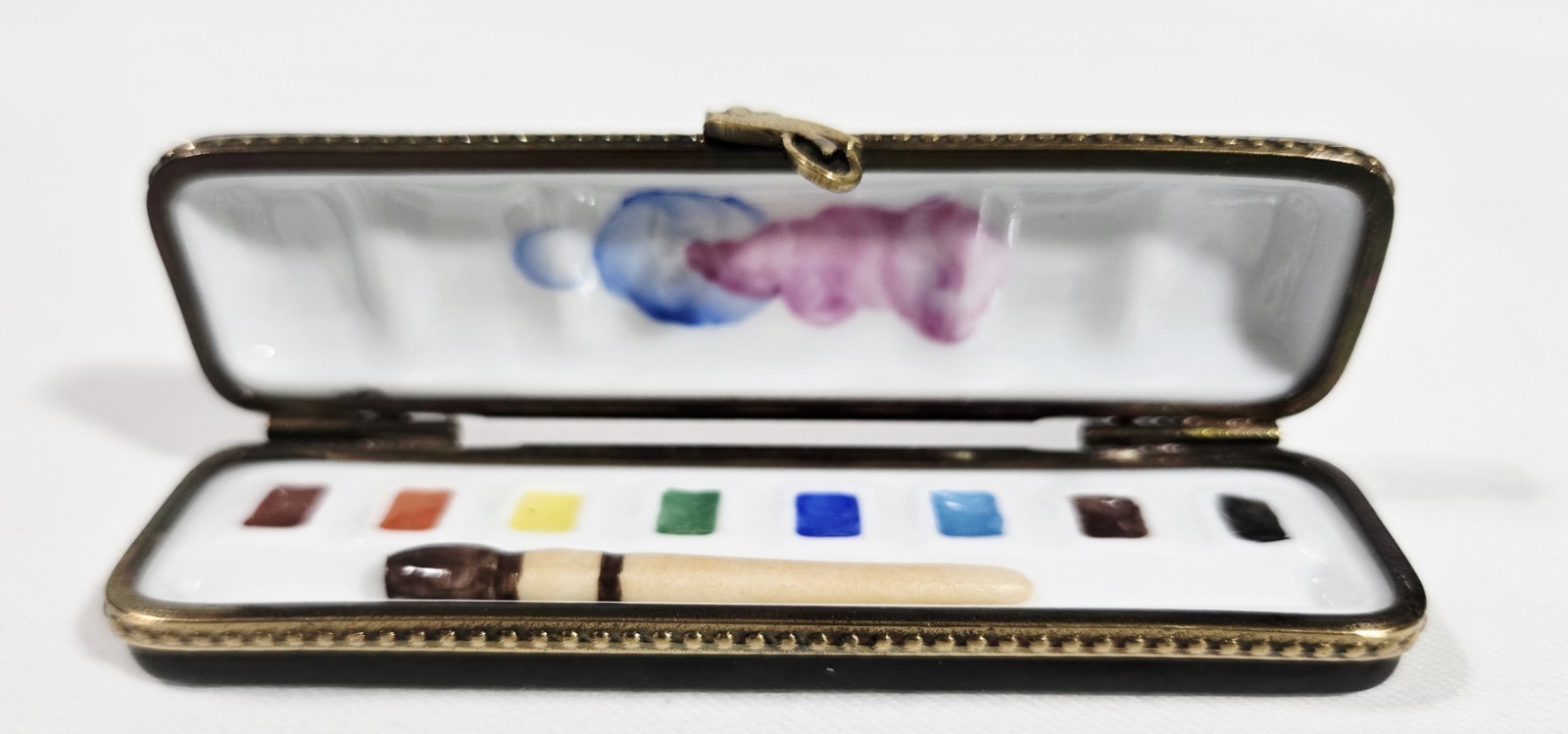 RARE MINT Rochard Limoges Trinket Box VTG WATERCOLOR PAINT SET BLACK BOX W/BRUSH RARE MINT Rochard Limoges Trinket Box VTG WATERCOLOR PAINT SET BLACK BOX W/BRUSH