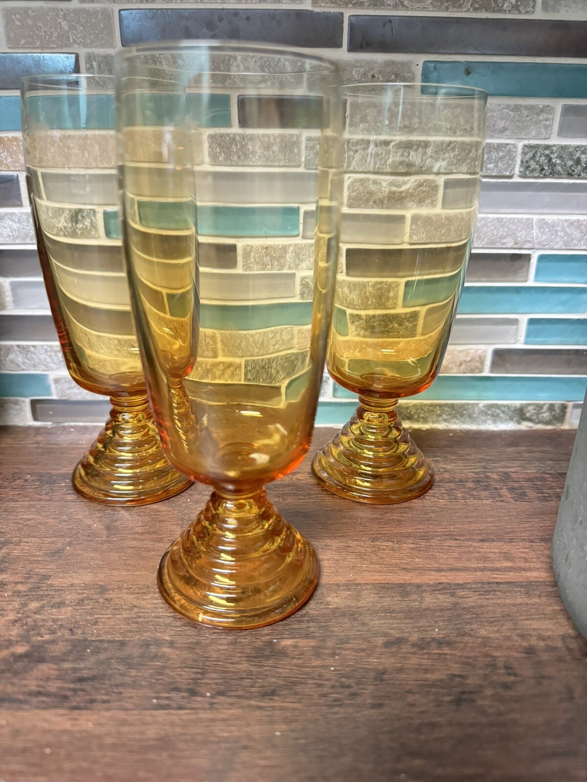 Japanese vintage Chum stem glasses Soga Glass 1980 set of three classical design