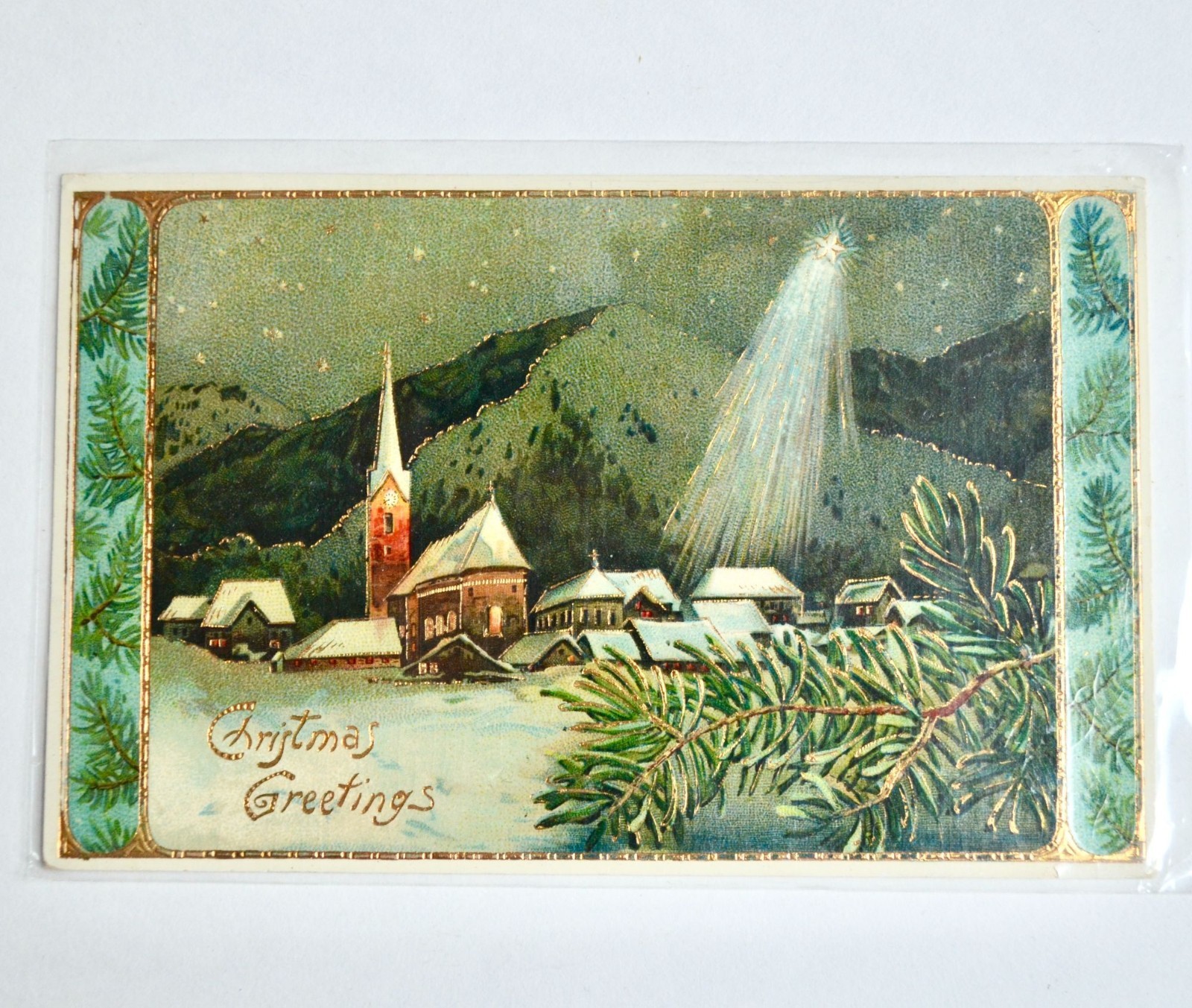 Antique Christmas Greetings Postcard UNUSED Germany Antique Christmas Greetings Postcard UNUSED Germany