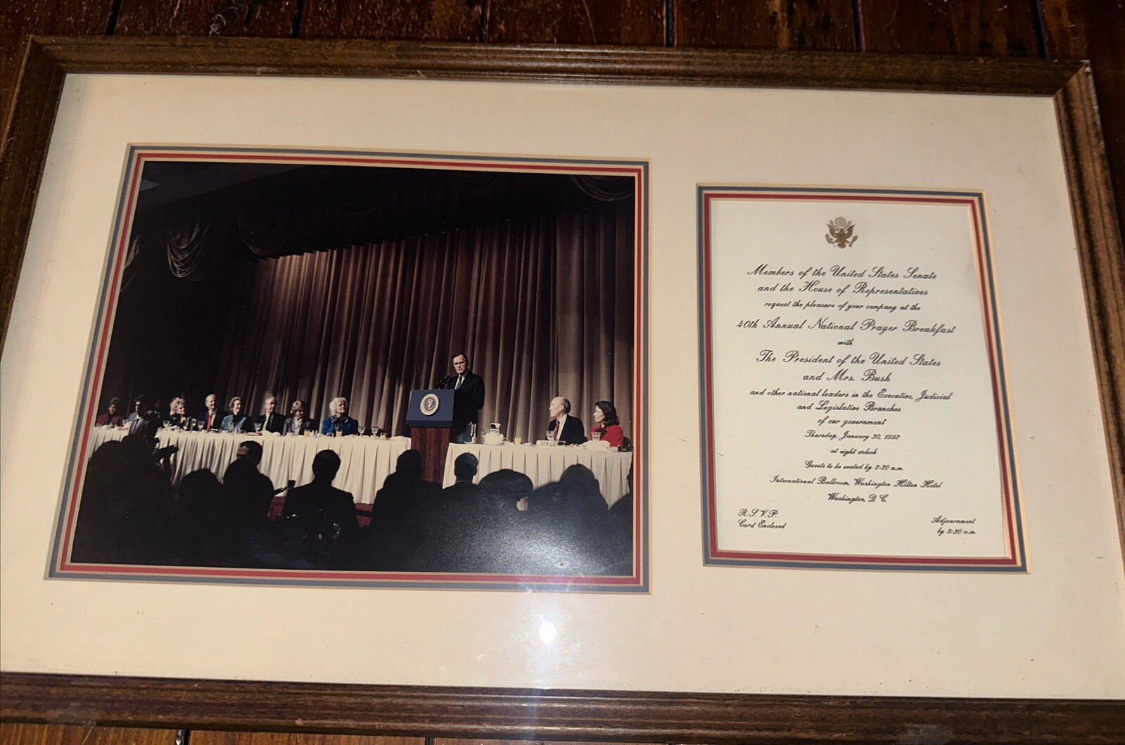 40th annual national prayer breakfast framed Photo & Invitation Card George Bush