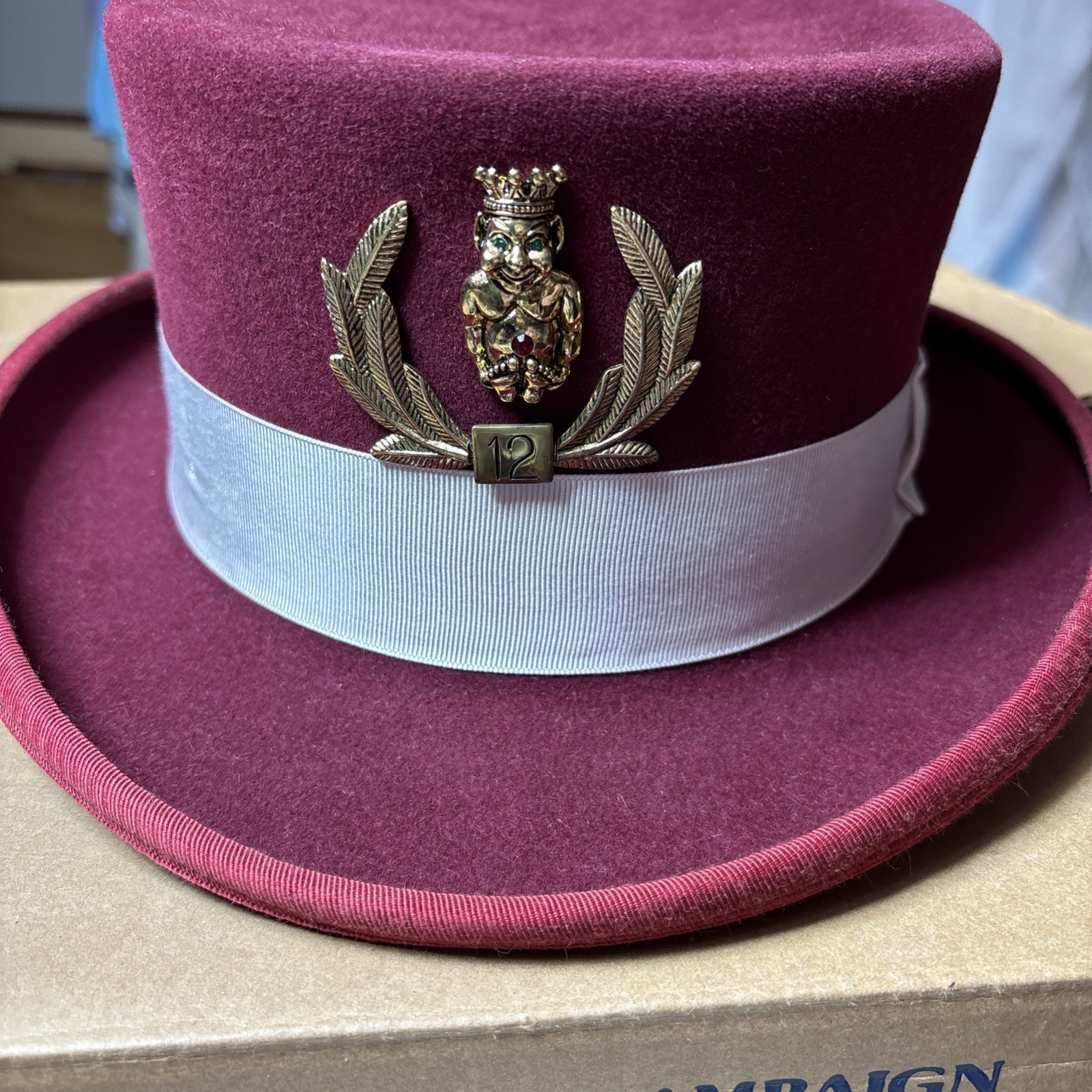Royal Order of Jesters Pin Lot on W. Albaum Size 7 1/4 Crimson Hat W/box Royal Order of Jesters Pin Lot on W. Albaum Size 7 1/4 Crimson Hat W/box