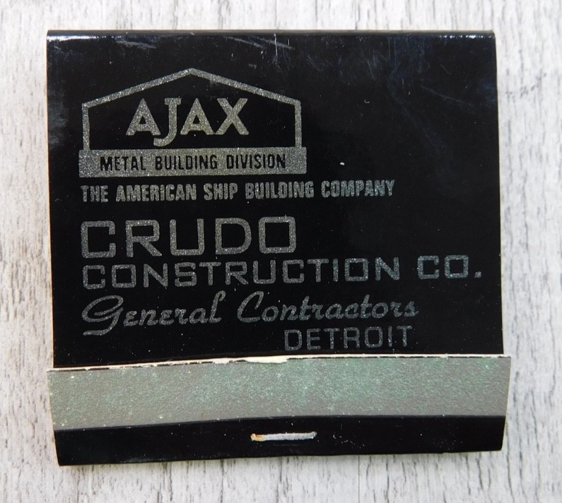 Ajax Crudo Construction Co Detroit Michigan Full Unstruck Vintage Matchbook Ad Ajax Crudo Construction Co Detroit Michigan Full Unstruck Vintage Matchbook Ad
