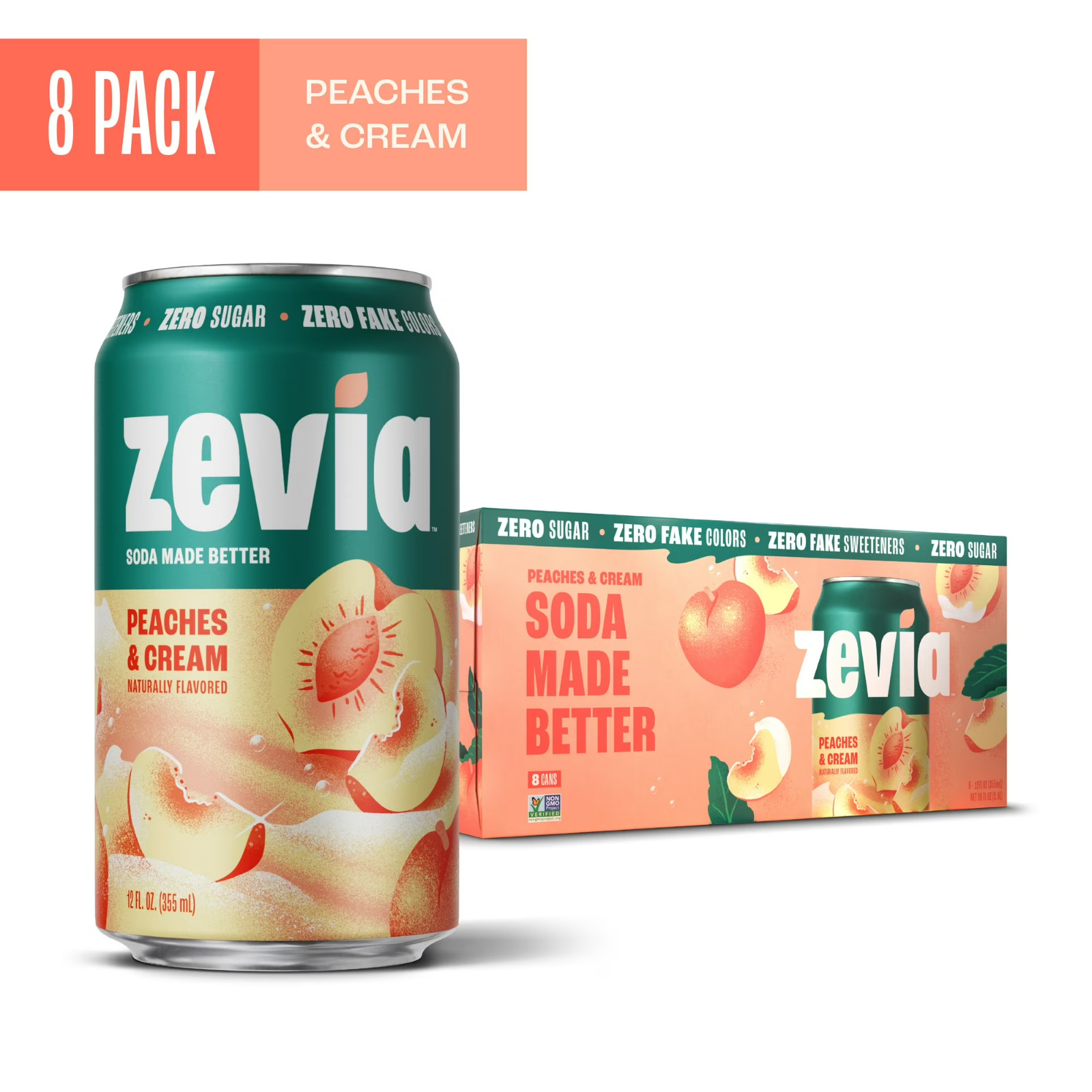Zevia Peaches & Cream Zero Sugar Soda – 12 fl oz Cans, 8 Pack.... Zevia Peaches & Cream Zero Sugar Soda – 12 fl oz Cans, 8 Pack....