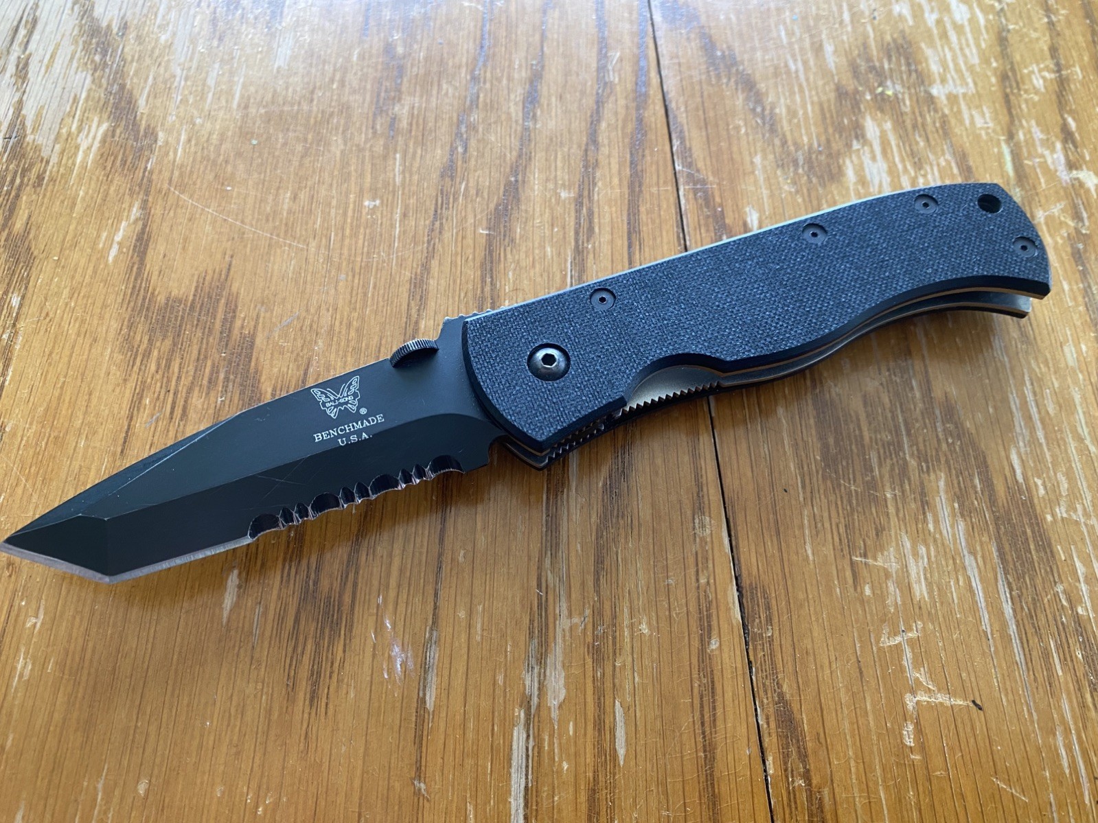 RARE Benchmade Emerson ATS-34 Pocketknife, Black Tanto Combo Blade, G10 Handle