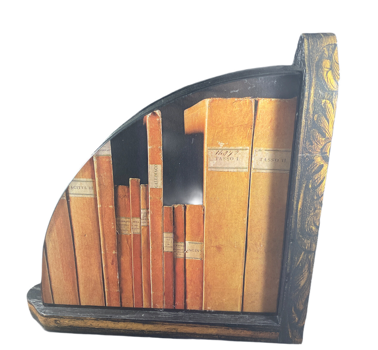 Willan F Art Deco Decoupage Wood Book End Vintage Rare Signed