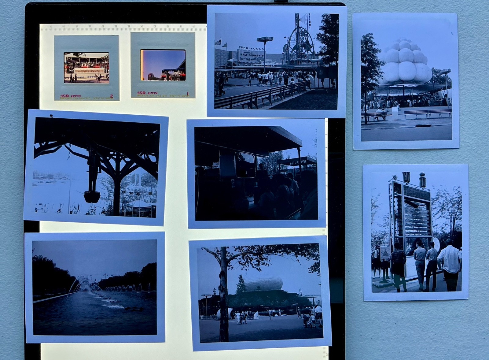 Rare 1964 World\'s Fair 7 Photos & 2 Slides Disneyland It\'s a Small World Exhibit