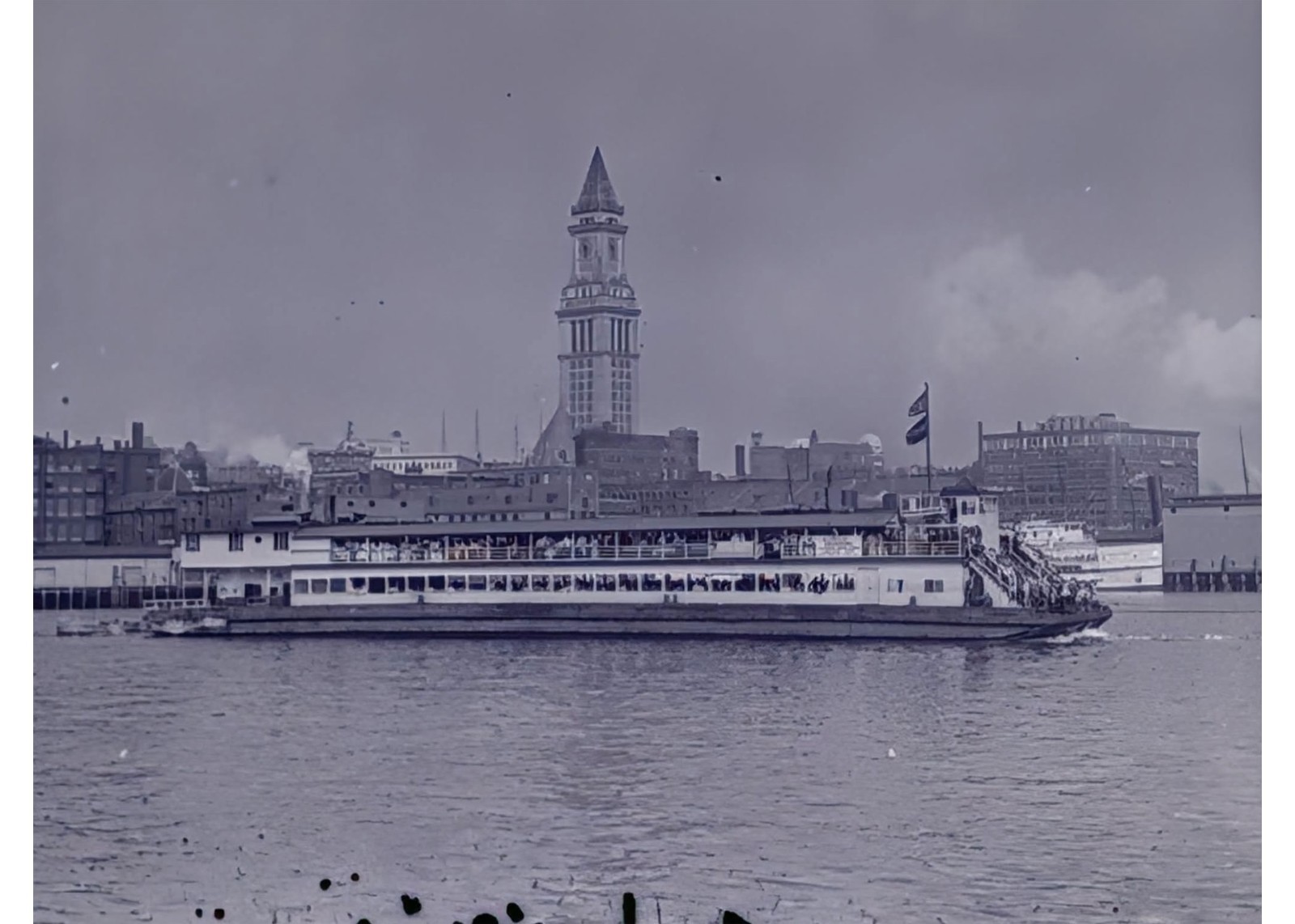 1923 Boston Harbor Floating Dance Hall Jazz Age Custom House Glass Negative OOAK