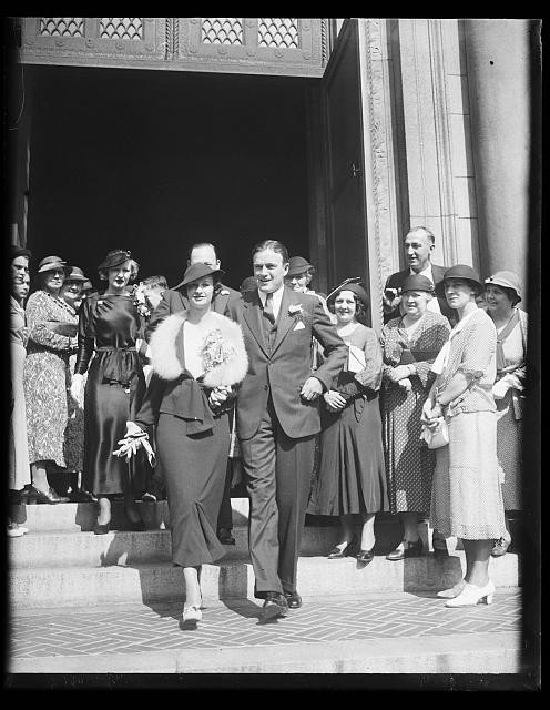Photo:1934 Wedding Couple Church Steps Formal Group Portrait