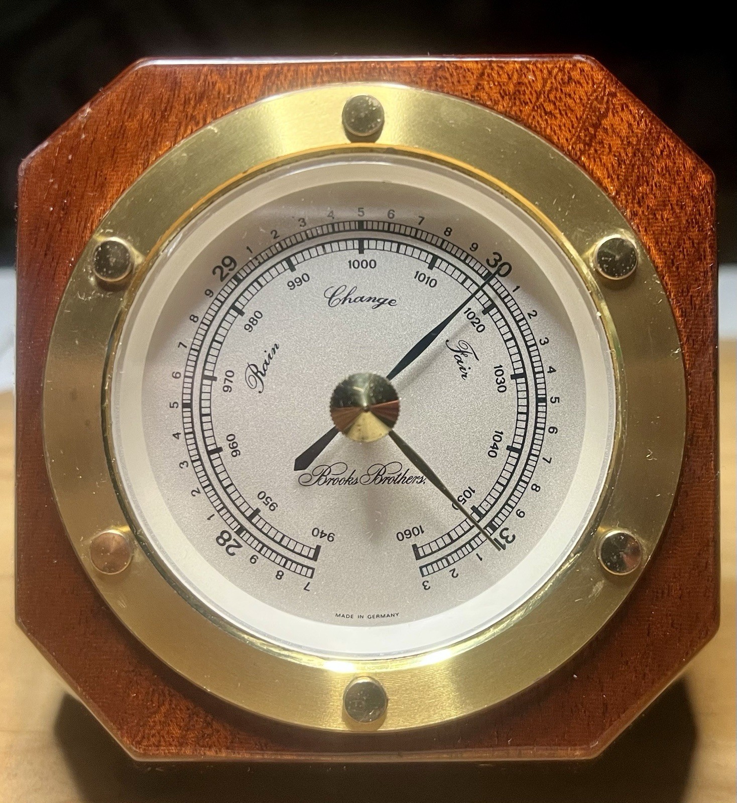 Rare Vintage Brooks Brothers Wall Barometer