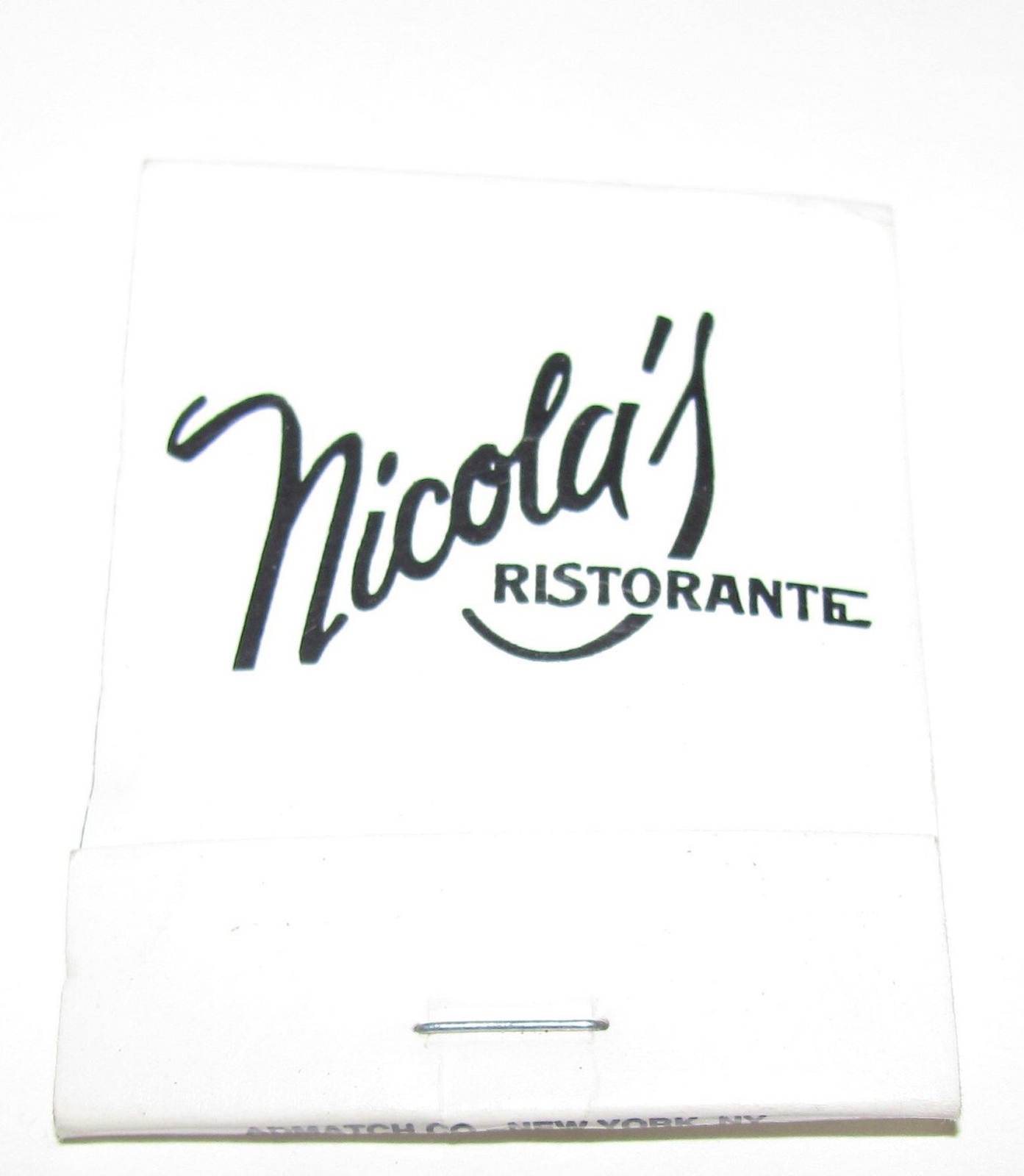 Vintage Unstruck Matchbook Nicola's Ristorante Restaurant Hawthorne New Jersey