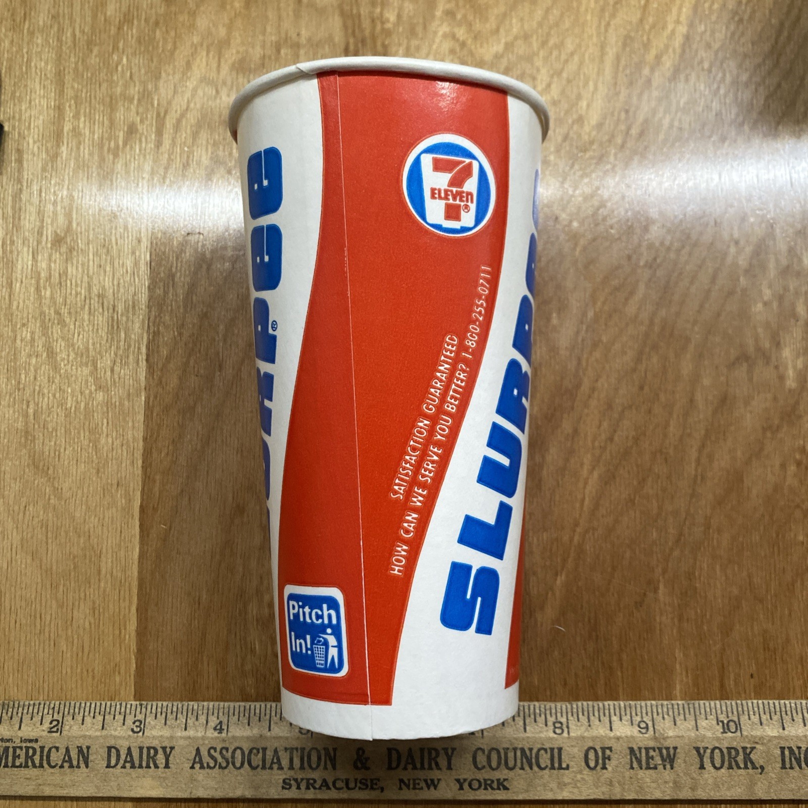 Vintage 1980s 7-Eleven Slurpee Paper Cup Red White Blue Prop Style 7-11