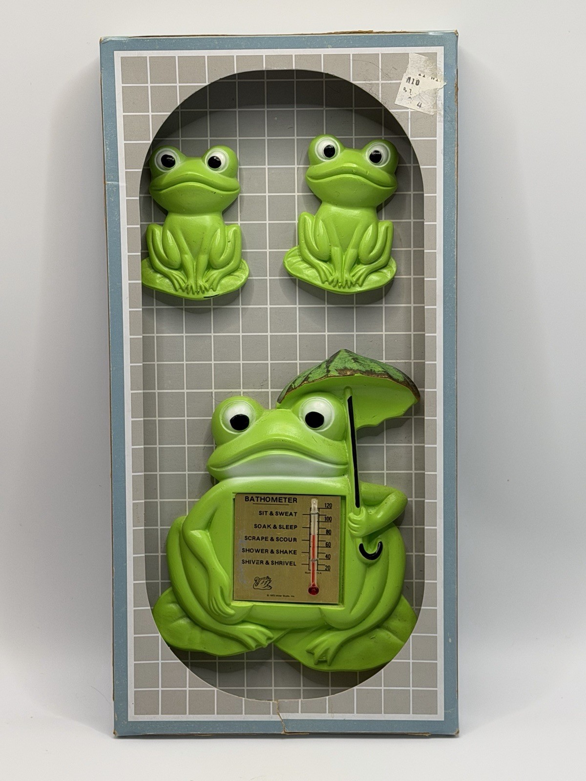 Vtg 1972 Miller Studios Frog Family Chalkware Wall Plaque Bathometer Thermometer