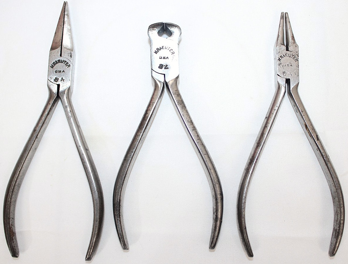 3 Small Vintage KRAEUTER Jewelers Watchmakers Workbench Pliers Antique Rare Tool