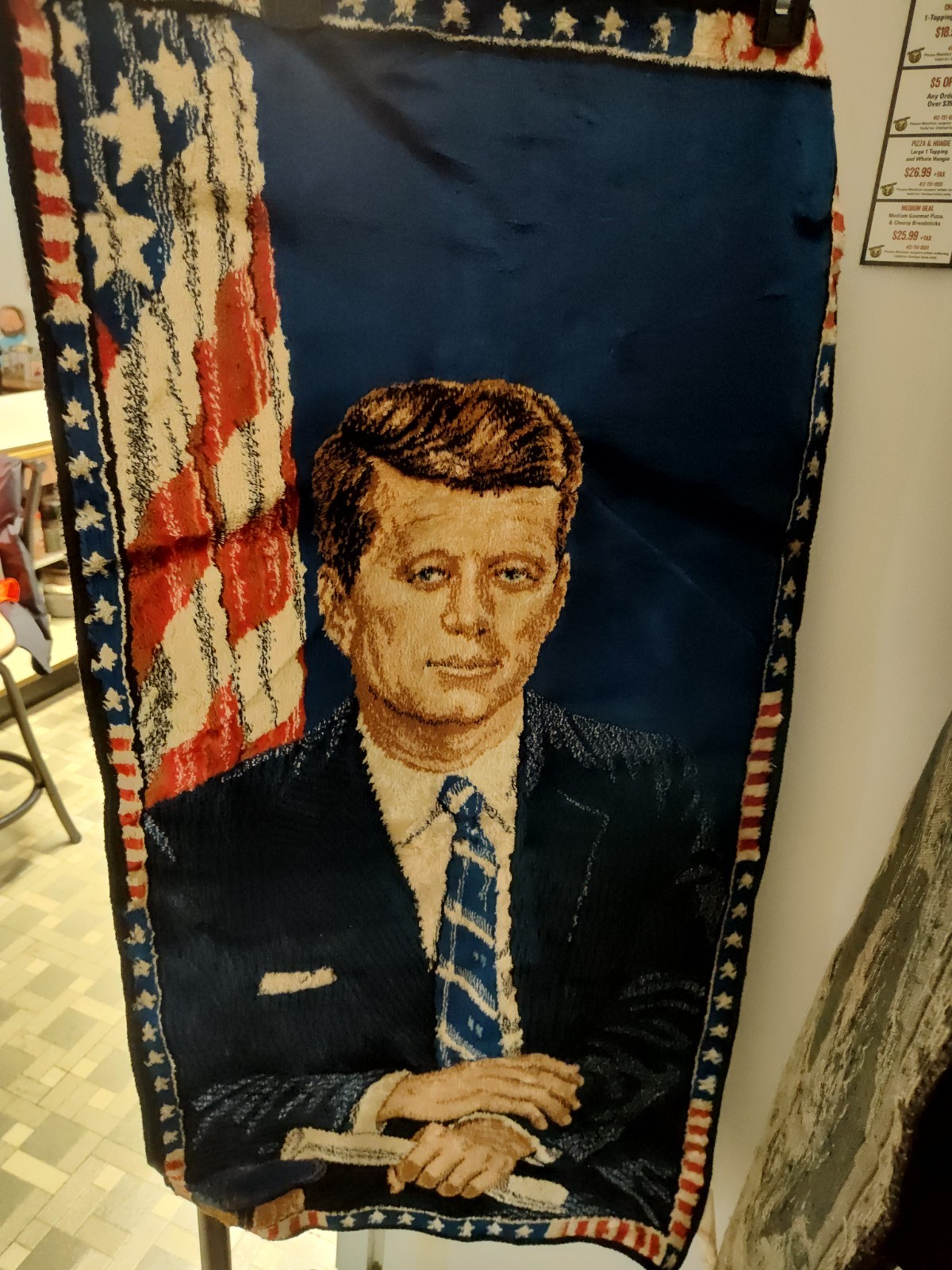 VINTAGE John F. Kennedy Tapestry, Made in Italy 1964, (38\