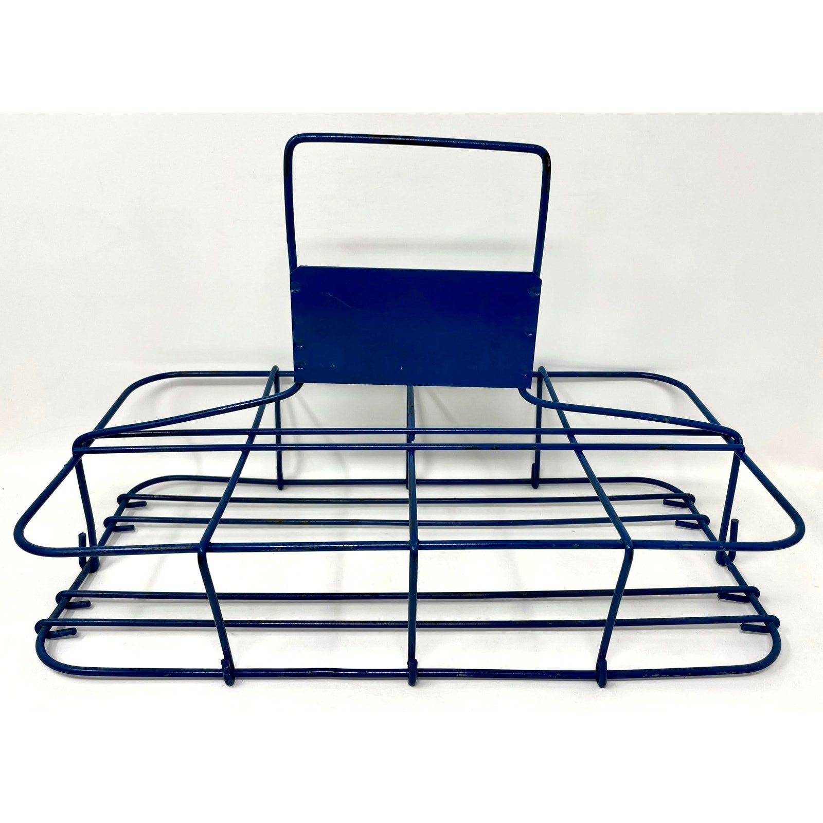 Vintage Blue Wire Milk Bottle Holder for 8 Bottles, Milkman Product Display