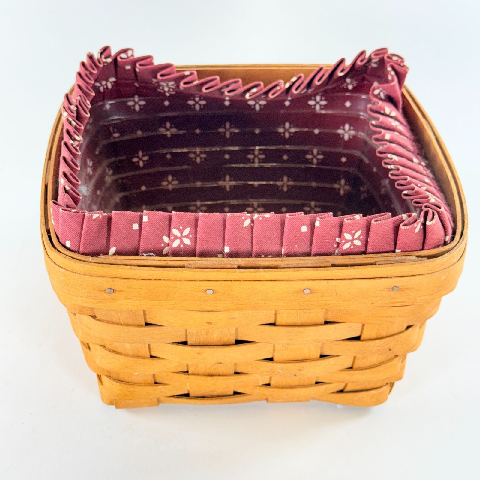 Longaberger Vintage 1994 Square Berry Basket W/ Liner & Plastic Protector USA