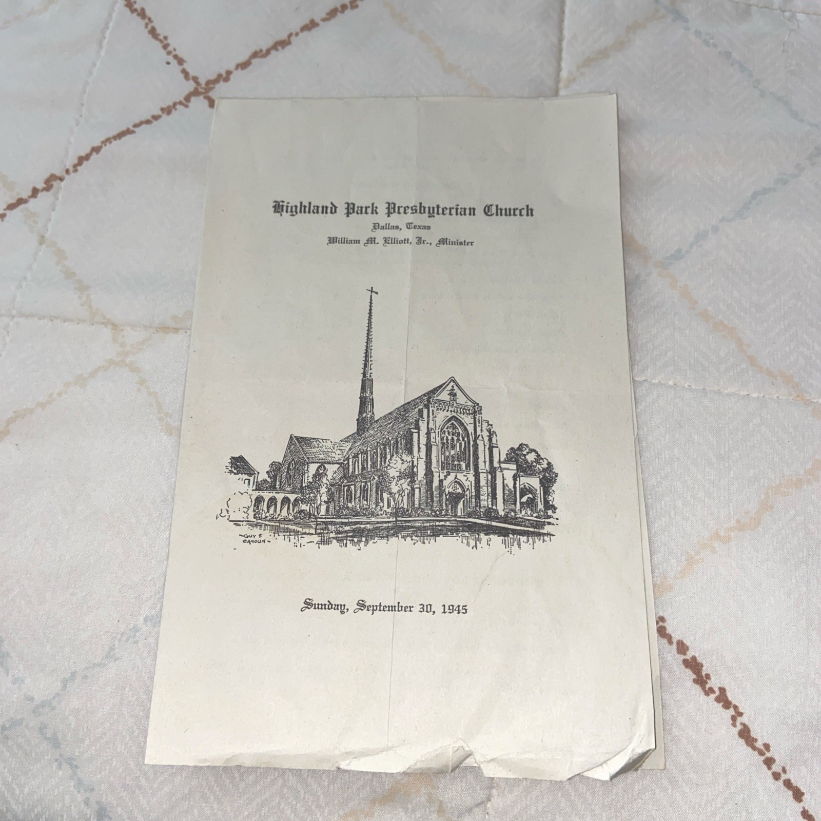 Highland Park Presbyterian Church Pamphlet September 30th 1945