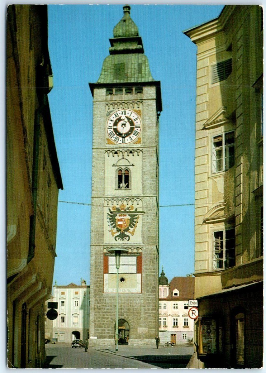 Postcard - The Enns town tower - Enns, Austria