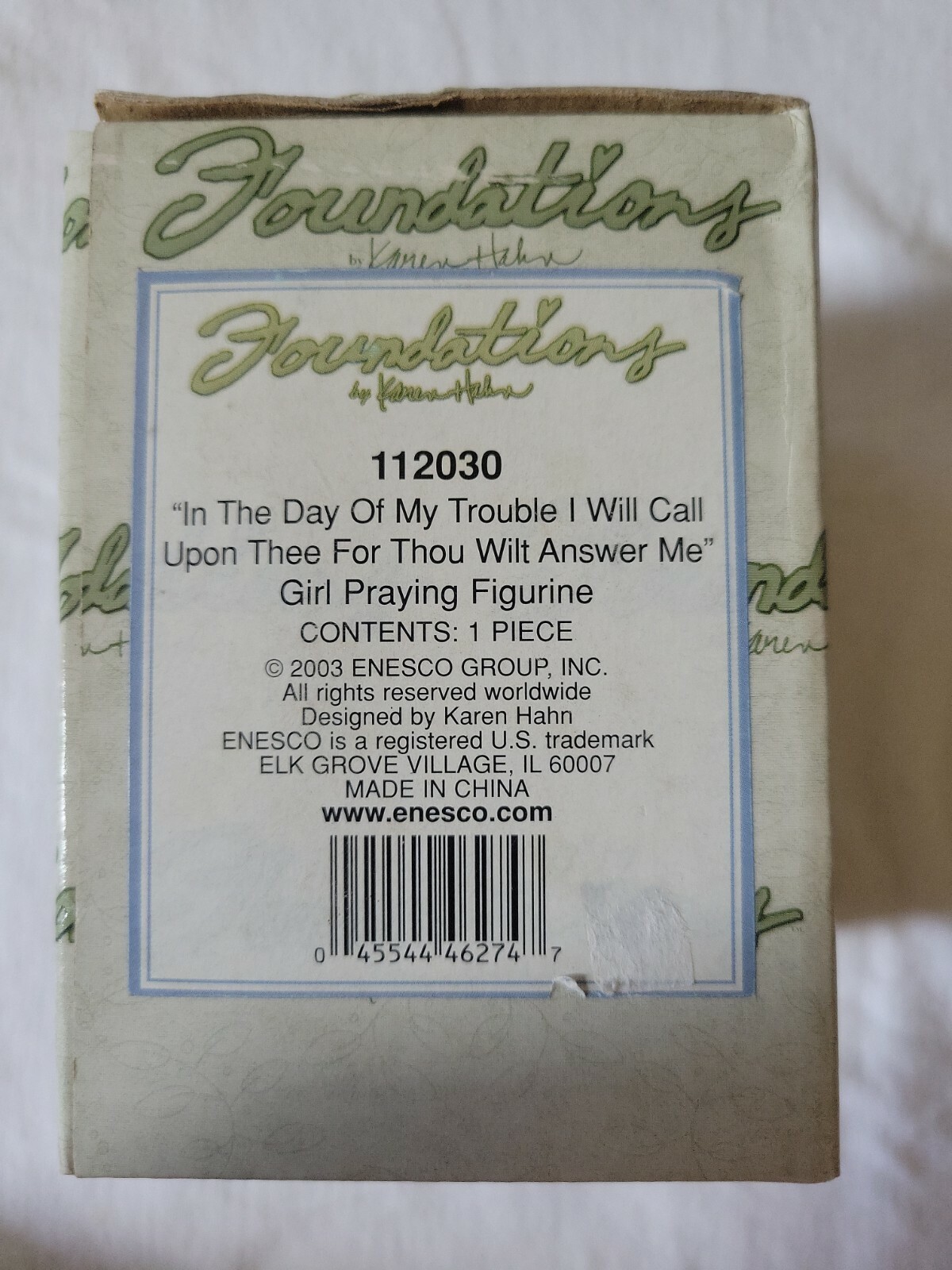 NIB2003 Enesco Foundations by Karen Hahn #112030, Praying Girl Figurine FREE S/H