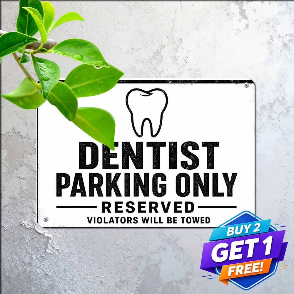 Dentist Reserved Parking Only Sign Vintage Dental Office Metal Decor