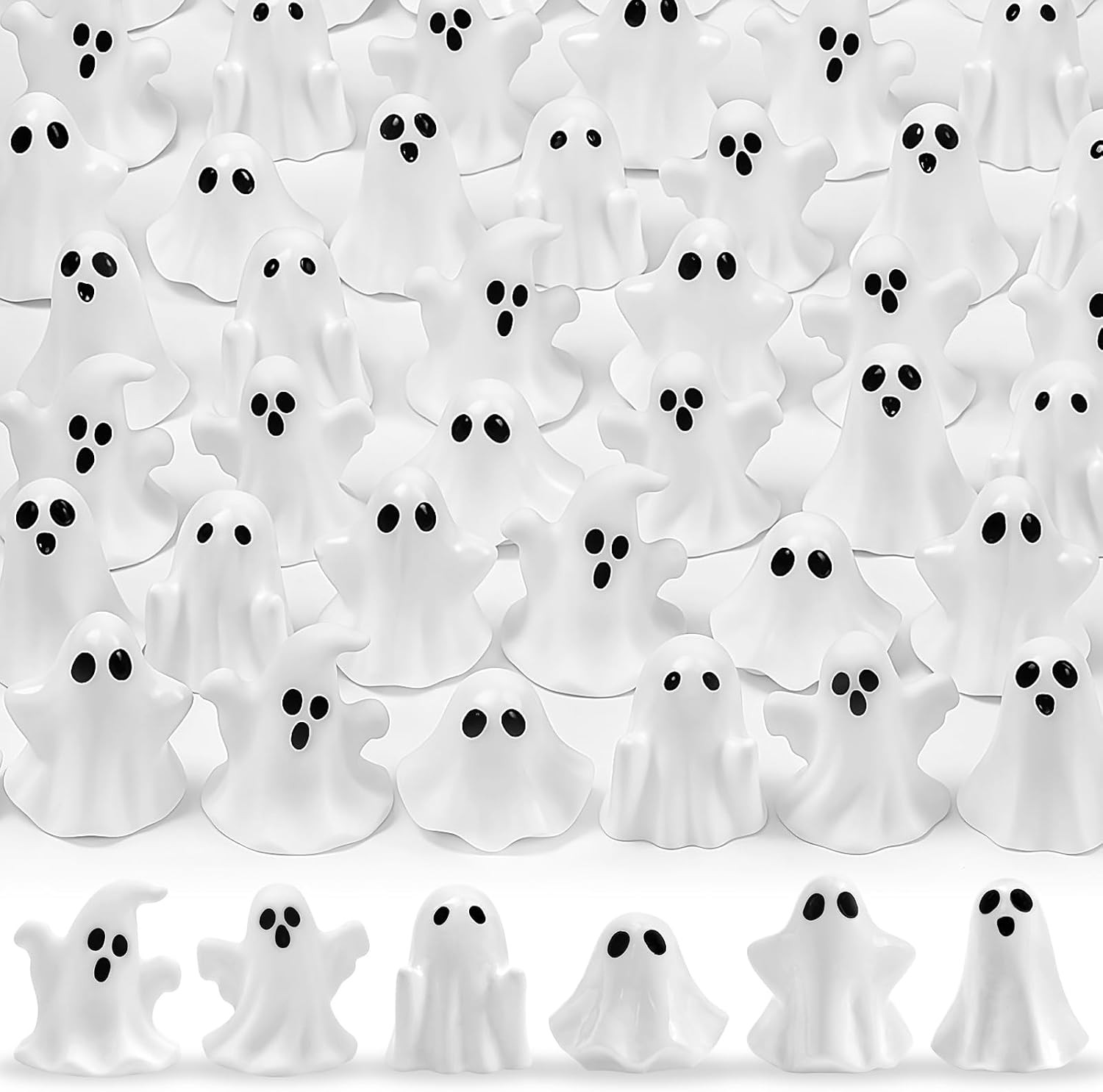 48 Pcs Halloween Mini Resin Ghost Figures White Miniature Figurines