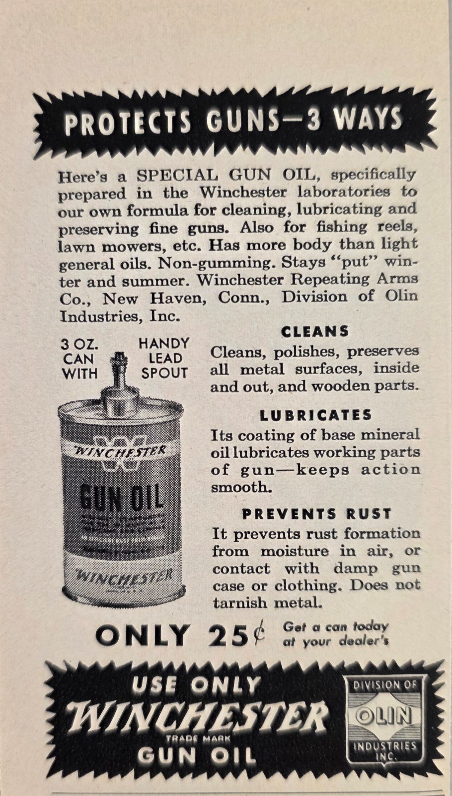 1948 Print Ad Winchester Special Gun Oil Lubricates,Cleans New Haven,CT