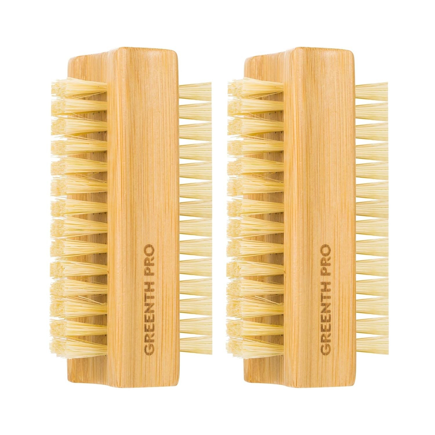 2-Pack Bamboo Nail Brush Double-Sided Wooden Sisal Scrub Nail Cleaning Brush
